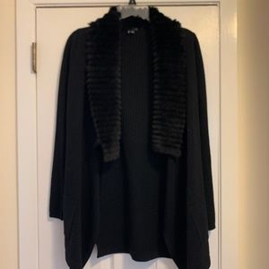 THEORY fur collar knit cardigan!! Elegant and casual